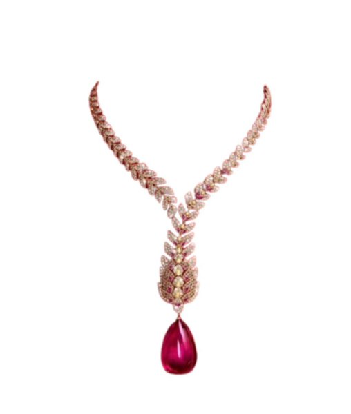 Elegant 18k Carats pure ruby and diamond necklace