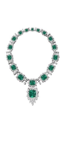 GREEN EMERALD WITH REAL DIAMONDS WOMEN NECKLACE WHITE GOLD 20k