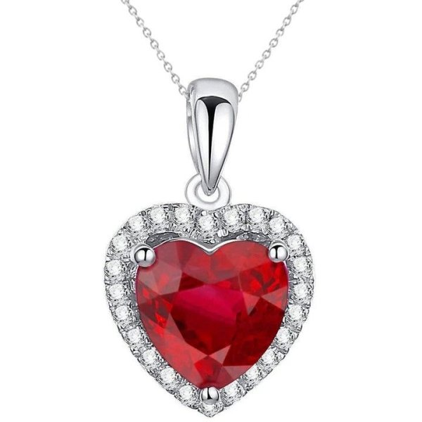 20 Carats Ruby And Diamond necklace Pendant White Gold