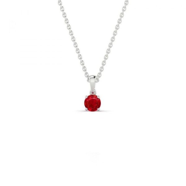 Solitaire 3 Carats Red Ruby Pendant Necklace White God 12 Ct