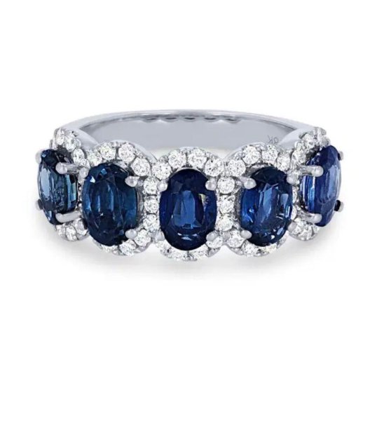 14k Oval Sapphire And Diamond Halo ring