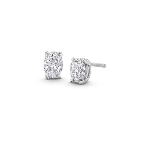 Oval Diamond Stud Earrings