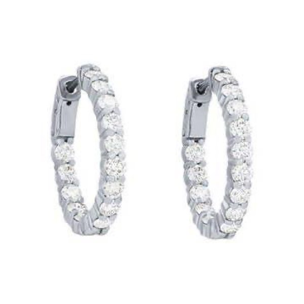 Oval Shape 0.85 Inch Bracelet Diamond Hoop Earrings