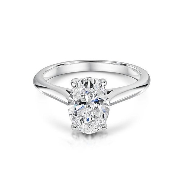 Oval Diamond Solitaire Engagement Ring In Platinum 950