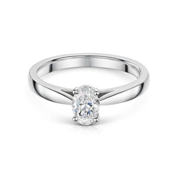 Oval Diamond Solitaire Engagement Ring In Platinum 950