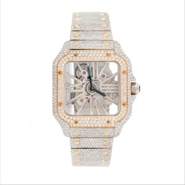 Diamond Set - Cartier Santos Skeleton 40mm - 2 Tone Yellow Gold